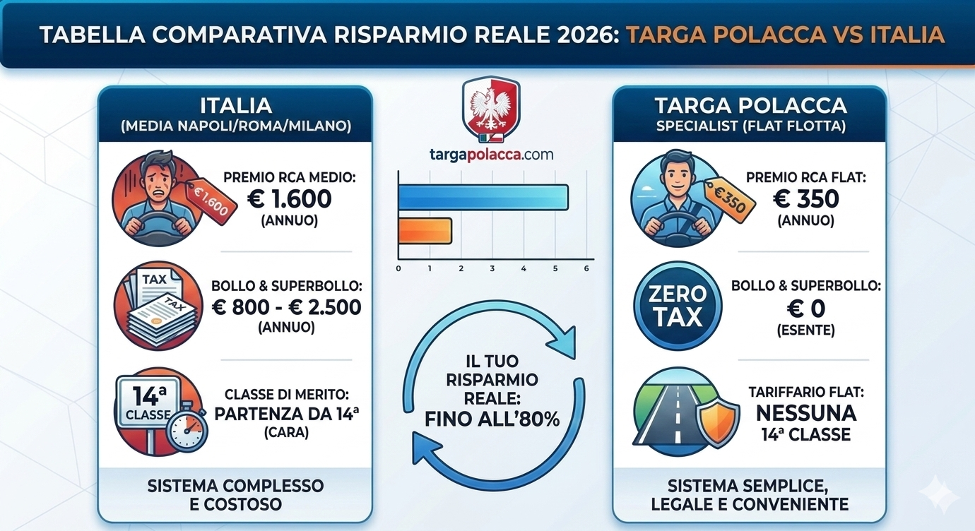 infografica risparmio assicurazione polacca napoli confronto prezzi neopatentati